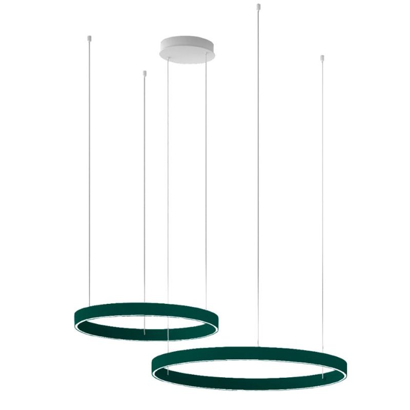 GAME BIS SOSPENSIONE A 2 ANELLI LED 200W BIEMISSIONE CCT 3000K-4000K IN 16 COLORI LARGHEZZA 160 CM