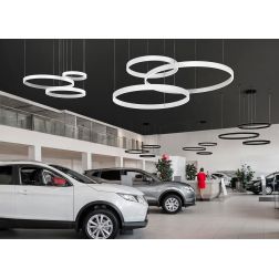 GAME TRIS SOSPENSIONE A 3 ANELLI LED 200W BIEMISSIONE CCT 3000K-4000K IN 16 COLORI DIAMETRO 116 CM