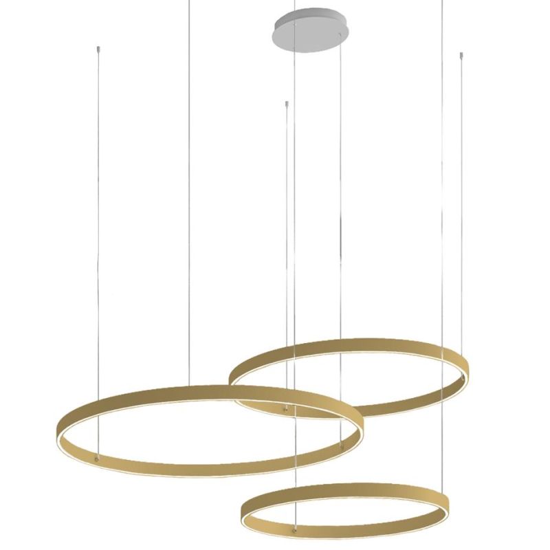 GAME TRIS SOSPENSIONE A 3 ANELLI LED 200W BIEMISSIONE CCT 3000K-4000K IN 16 COLORI DIAMETRO 116 CM