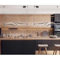 VERTIGO SOSPENSIONE ORIGINALE BIANCA O NERA LED 60W DIMMERABILE LUNGHEZZA CM 130 MODERNA 2