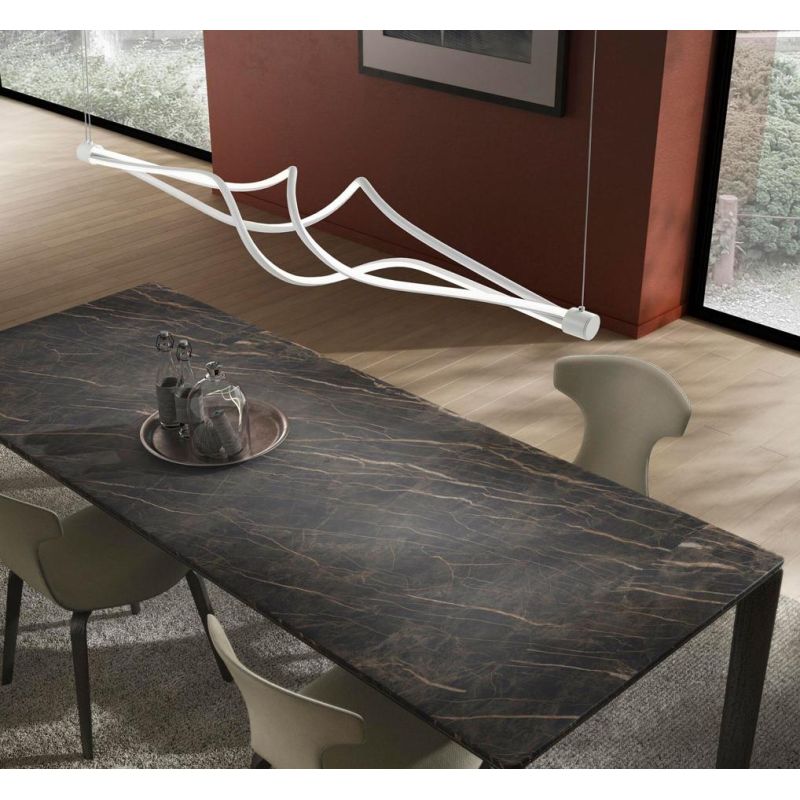 VERTIGO SOSPENSIONE ORIGINALE BIANCA O NERA LED 60W DIMMERABILE LUNGHEZZA CM 130 MODERNA