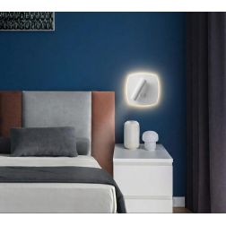 NIGHTLY APPLIQUE QUADRATA CON LUCE ORIENTABILE LED 9W LUCE 3000K DOPPIA ILLUMINAZIONE IN METALLO 16 COLORI 2