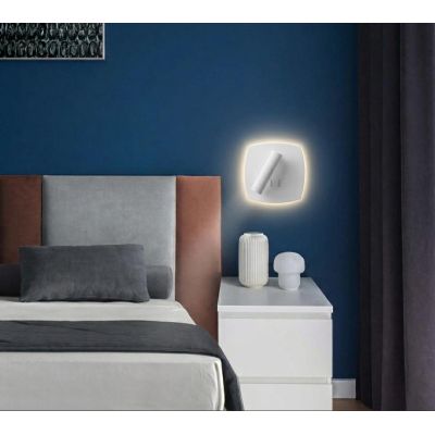 NIGHTLY APPLIQUE QUADRATA CON LUCE ORIENTABILE LED 9W LUCE 3000K DOPPIA ILLUMINAZIONE IN METALLO 16 COLORI