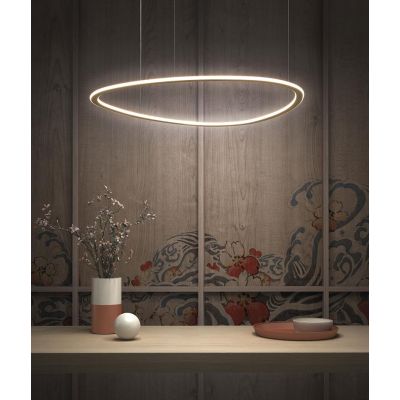 TRIS SOSPENSIONE MODERNA OVALE IN .3 MISURE LED INTEGRATO LUCE DIMMERABILE IN METALLO 3 COLORI