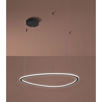 TRIS SOSPENSIONE MODERNA OVALE IN .3 MISURE LED INTEGRATO LUCE DIMMERABILE IN METALLO 3 COLORI