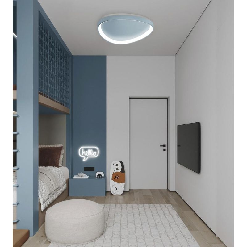 TRIS PLAFONIERA OVALE L35 CM CON LED INTEGRATO 30W LUCE CCT 3000K-4000K IN METALLO 21 FINITURE COLORE