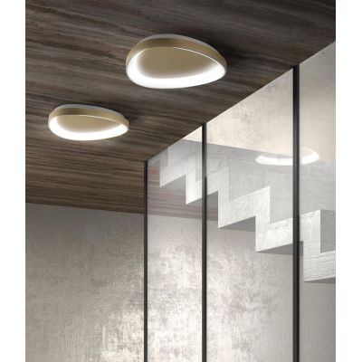 TRIS PLAFONIERA OVALE L35 CM CON LED INTEGRATO 30W LUCE CCT 3000K-4000K IN METALLO 21 FINITURE COLORE