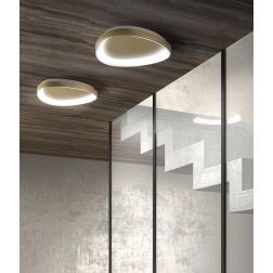 TRIS PLAFONIERA OVALE L50 CM CON LED INTEGRATO 36W LUCE CCT 3000K-4000K IN METALLO 21 FINITURE COLORE 2