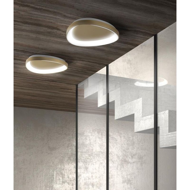 TRIS PLAFONIERA OVALE L50 CM CON LED INTEGRATO 36W LUCE CCT 3000K-4000K IN METALLO 21 FINITURE COLORE