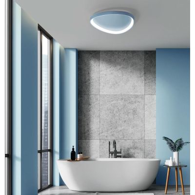 TRIS PLAFONIERA OVALE L65 CM CON LED INTEGRATO 48W LUCE CCT 3000K-4000K IN METALLO 21 FINITURE COLORE