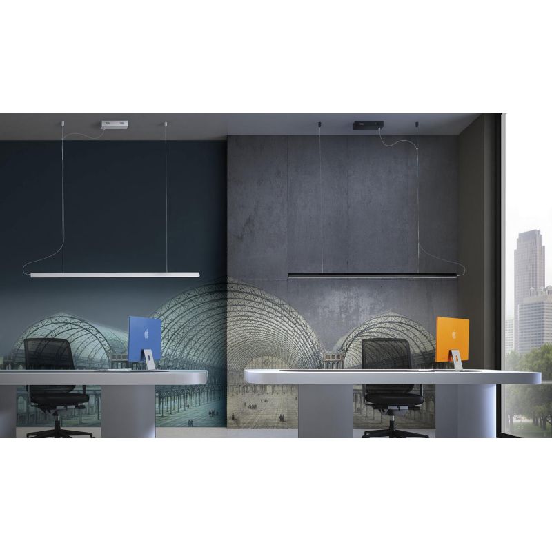 BAR SOSPENSIONE LINEARE BIANCA O NERA LED 40W DIMMERABILE LUNGHEZZA CM 120 DESIGN MODERNO