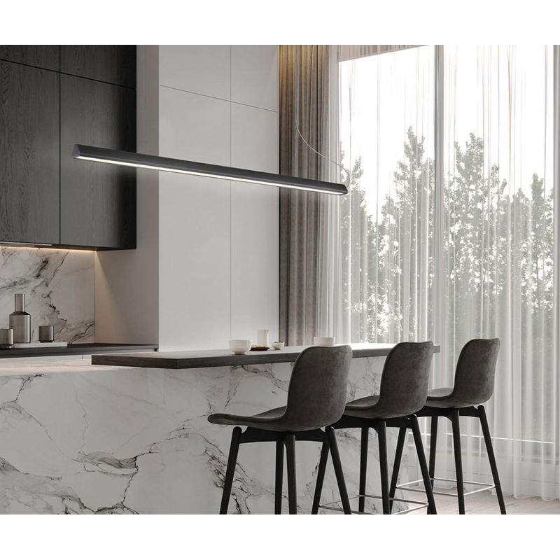 BAR SOSPENSIONE LINEARE BIANCA O NERA LED 40W DIMMERABILE LUNGHEZZA CM 120 DESIGN MODERNO