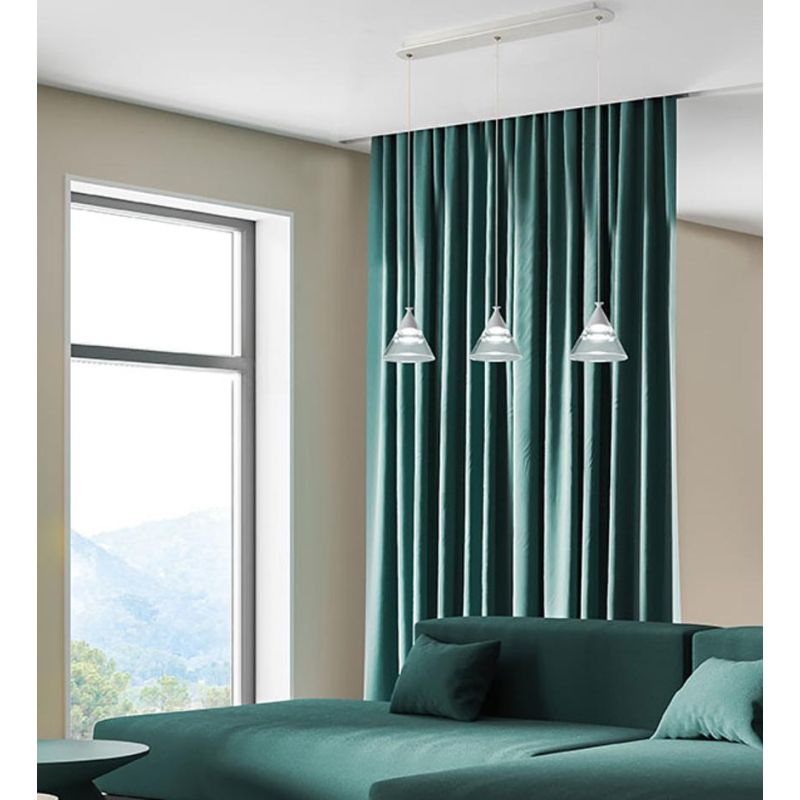 CONY SOSPENSIONE 3 LUCI RETTANGOLARE LED 21W CCT 3000K-4000K IN METALLO 3 COLORI CON DIFFUSORI TRASPARENTI