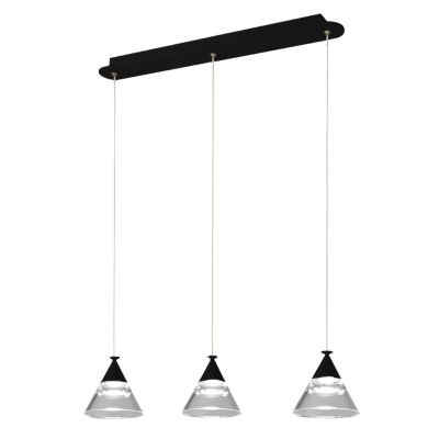 CONY SOSPENSIONE 3 LUCI RETTANGOLARE LED 21W CCT 3000K-4000K IN METALLO 3 COLORI CON DIFFUSORI TRASPARENTI