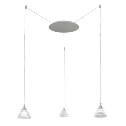 CONY SOSPENSIONE 3 LUCI DECENTRATA LED 21W CCT 3000K-4000K IN METALLO 3 COLORI CON DIFFUSORI TRASPARENTI 2