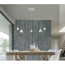 CONY SOSPENSIONE 5 LUCI DECENTRATA LED 35W CCT 3000K-4000K IN METALLO 3 COLORI CON DIFFUSORI TRASPARENTI