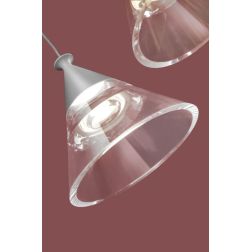 CONY SOSPENSIONE 5 LUCI DECENTRATA LED 35W CCT 3000K-4000K IN METALLO 3 COLORI CON DIFFUSORI TRASPARENTI 2