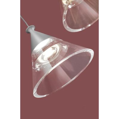 CONY SOSPENSIONE 5 LUCI DECENTRATA LED 35W CCT 3000K-4000K IN METALLO 22 COLORI CON DIFFUSORI TRASPARENTI