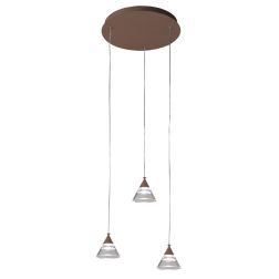 CONY SOSPENSIONE 3 LUCI ROTONDA LED 21W CCT 3000K-4000K IN METALLO 3 COLORI CON DIFFUSORI TRASPARENTI 2