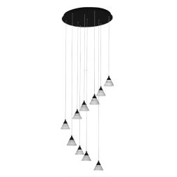 CONY SOSPENSIONE 10 LUCI ROTONDA LED 70W CCT 3000K-4000K IN METALLO 3 COLORI CON DIFFUSORI TRASPARENTI 2