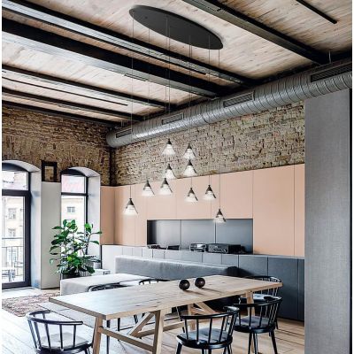 CONY SOSPENSIONE OVALE 10 LUCI LED 70W CCT 3000K-4000K IN METALLO 3 COLORI CON DIFFUSORI TRASPARENTI