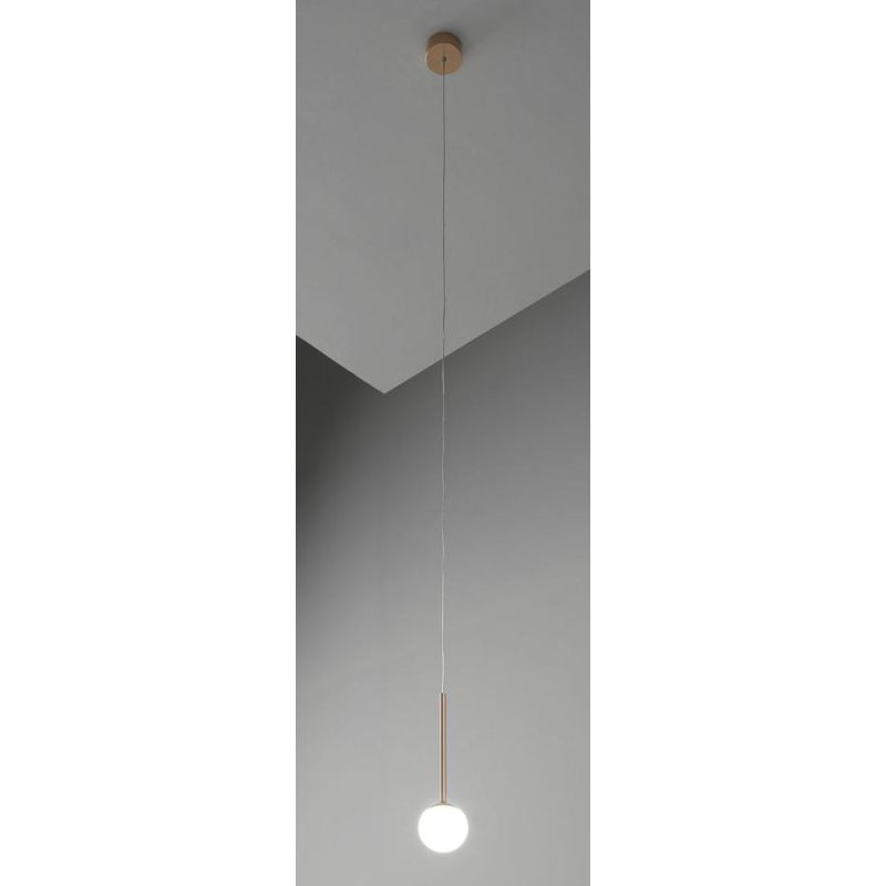 LOLLYPOP SOSPENSIONE SINGOLA LED 7W CCT 3000K-4000K IN METALLO 3 COLORI DIFFUSORE A SFERA D10 CM MODERNA