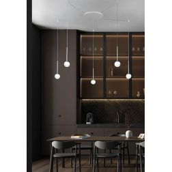 LOLLYPOP SOSPENSIONE 5 LUCI DECENTRATA LED 35W CCT 3000K-4000K IN METALLO 3 COLORI MODERNA