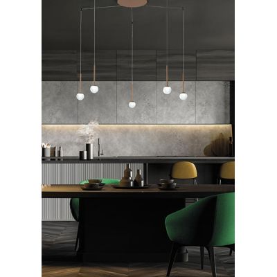 LOLLYPOP SOSPENSIONE 5 LUCI DECENTRATA LED 35W CCT 3000K-4000K IN METALLO 3 COLORI MODERNA