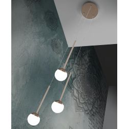 LOLLYPOP SOSPENSIONE ROTONDA 3 LUCI LED 21W CCT 3000K-4000K D30 CM IN METALLO 3 COLORI MODERNA