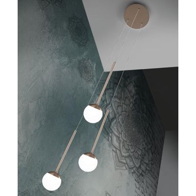 LOLLYPOP SOSPENSIONE ROTONDA 3 LUCI LED 21W CCT 3000K-4000K D30 CM IN METALLO 3 COLORI MODERNA