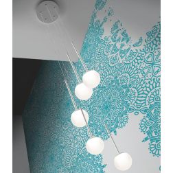 LOLLYPOP SOSPENSIONE ROTONDA 5 LUCI LED 35W CCT 3000K-4000K D40 CM IN METALLO 3 COLORI MODERNA