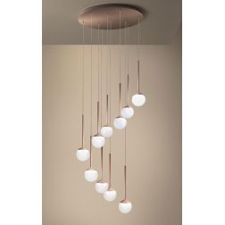 LOLLYPOP SOSPENSIONE ROTONDA 10 LUCI LED 70W CCT 3000K-4000K D70 CM IN METALLO 3 COLORI MODERNA