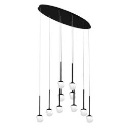 LOLLYPOP SOSPENSIONE OVALE 10 LUCI LED 70W CCT 3000K-4000K IN METALLO 3 COLORI MODERNA LARGHEZZA 120 CM 2