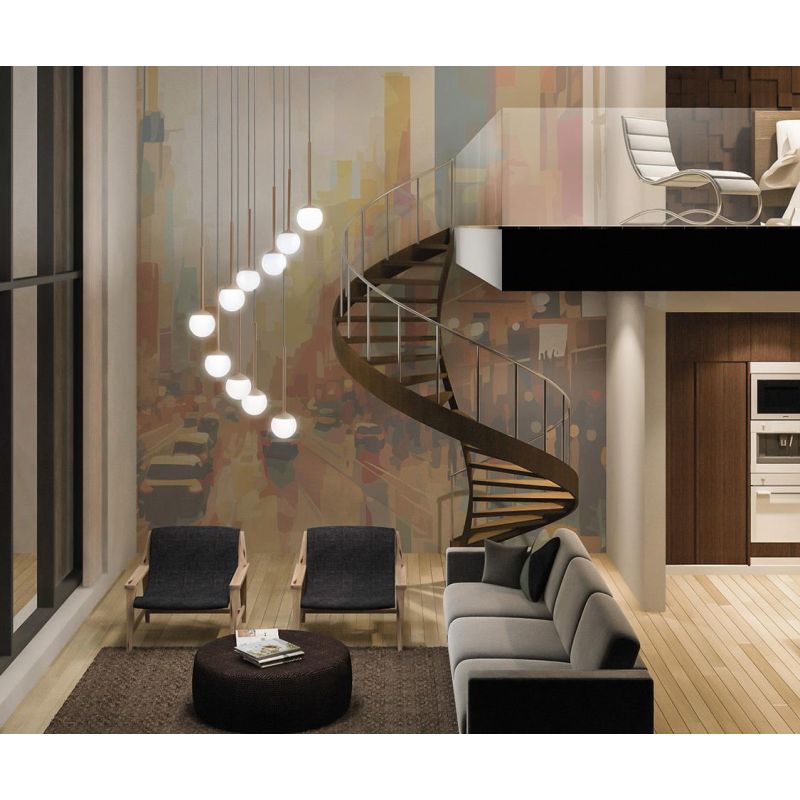 LOLLYPOP SOSPENSIONE OVALE 10 LUCI LED 70W CCT 3000K-4000K IN METALLO 3 COLORI MODERNA LARGHEZZA 120 CM