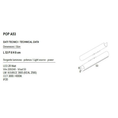 LAMPADA DA PARETE A LED 28W LUCE CCT 3000K-4000K IN METALLO 20 COLORI MODERNA LUNGHEZZA 53 CM