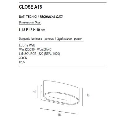 LAMPADA DA PARETE PER ESTERNI LED 12W LUCE 3000K IN ALLUMINIO 3 COLORI MODERNA LARGHEZZA 18 CM