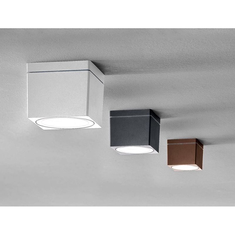 APPLIQUE CUBO DA ESTERNO IN ALLUMINIO 6 COLORI MONOEMISSIONE LAMPADINA ATTACCO GX53 MISURE CM 9X9