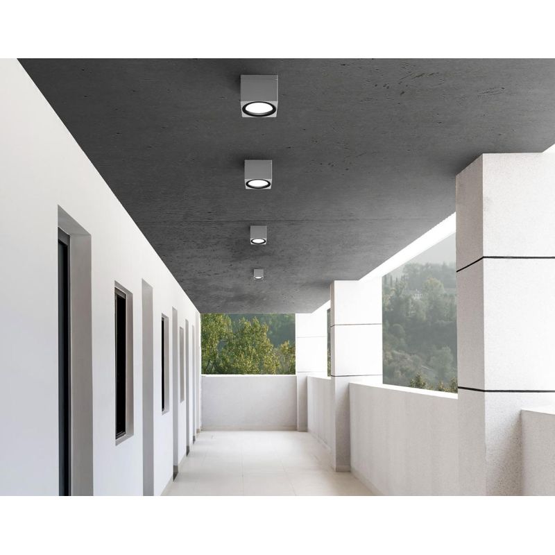 APPLIQUE CUBO DA ESTERNO IN ALLUMINIO 6 COLORI MONOEMISSIONE LAMPADINA ATTACCO GX53 MISURE CM 9X9