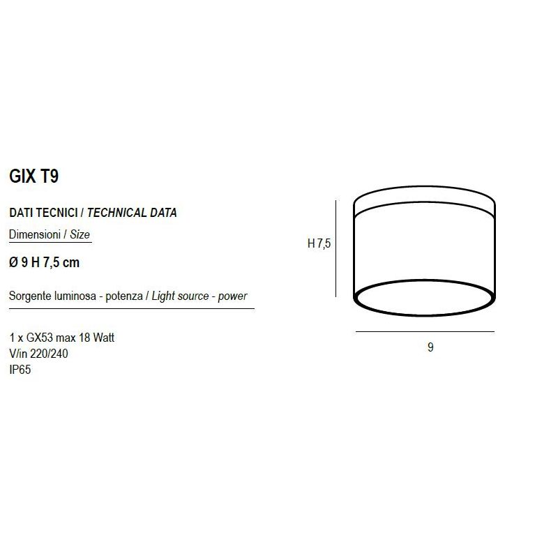 APPLIQUE DA ESTERNO ROTONDA D9 CM IN ALLUMINIO 6 COLORI MONOEMISSIONE LAMPADINA ATTACCO GX53