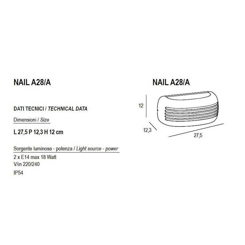 NAIL APPLIQUE DA ESTERNO CON GRIGLIA IP54 ANTRACITE,RUGGINE E BIANCA MODERNA LAMPADINA ATTACCO E14