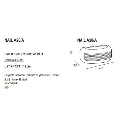 NAIL APPLIQUE DA ESTERNO CON GRIGLIA IP54 ANTRACITE,RUGGINE E BIANCA MODERNA LAMPADINA ATTACCO E14