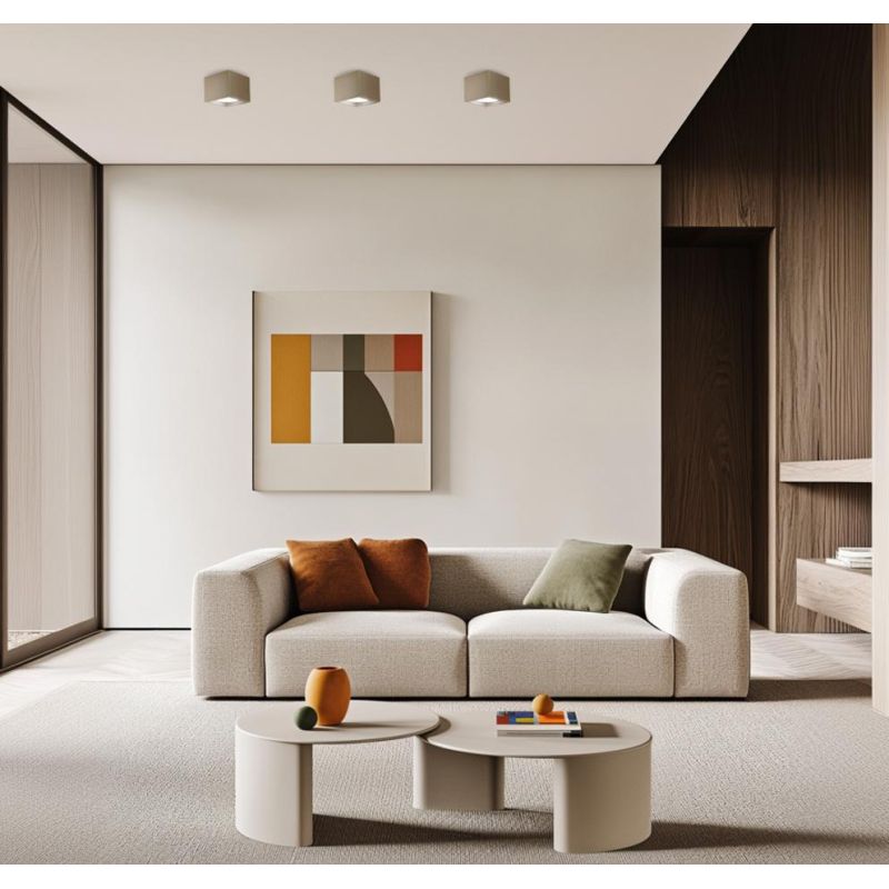 CAGE PLAFONIERA CUBO CM 10X10 IN ALLUMINIO BIANCO,NERO,SABBIA LAMPADINA ATTACCO GX53 DESIGN MODERNO