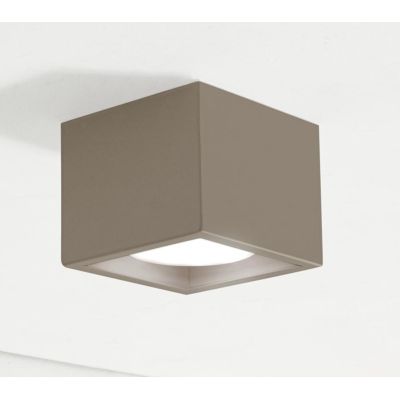 CAGE PLAFONIERA CUBO CM 10X10 IN ALLUMINIO BIANCO,NERO,SABBIA LAMPADINA ATTACCO GX53 DESIGN MODERNO