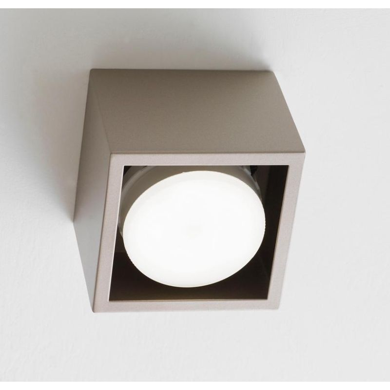 CAGE PLAFONIERA CUBO CM 10X10 IN ALLUMINIO BIANCO,NERO,SABBIA LAMPADINA ATTACCO GX53 DESIGN MODERNO