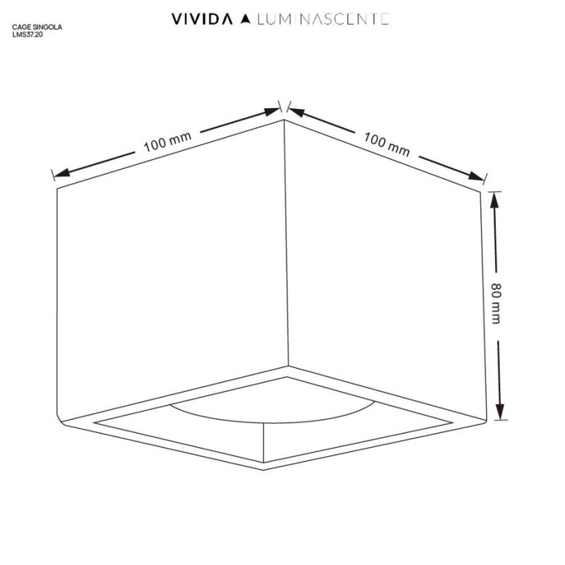 CAGE PLAFONIERA CUBO CM 10X10 IN ALLUMINIO BIANCO,NERO,SABBIA LAMPADINA ATTACCO GX53 DESIGN MODERNO