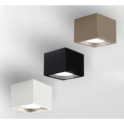 CAGE PLAFONIERA CUBO CM 10X10 IN ALLUMINIO BIANCO,NERO,SABBIA LAMPADINA ATTACCO GX53 DESIGN MODERNO