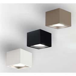 CAGE PLAFONIERA CUBO CM 10X10 IN ALLUMINIO BIANCO,NERO,SABBIA LAMPADINA ATTACCO GX53 DESIGN MODERNO