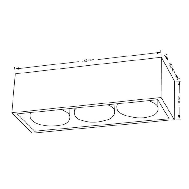 CAGE PLAFONIERA 3 LUCI RETTANGOLARE IN ALLUMINIO BIANCO,NERO,SABBIA LAMPADINE ATTACCO GX53 DESIGN MODERNO
