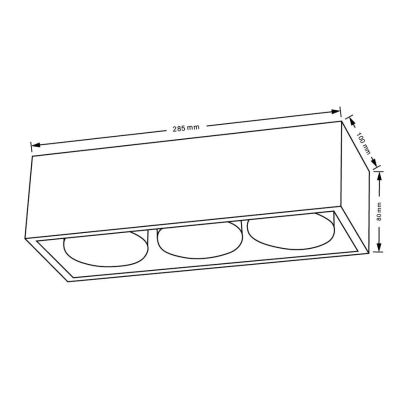 CAGE PLAFONIERA 3 LUCI RETTANGOLARE IN ALLUMINIO BIANCO,NERO,SABBIA LAMPADINE ATTACCO GX53 DESIGN MODERNO