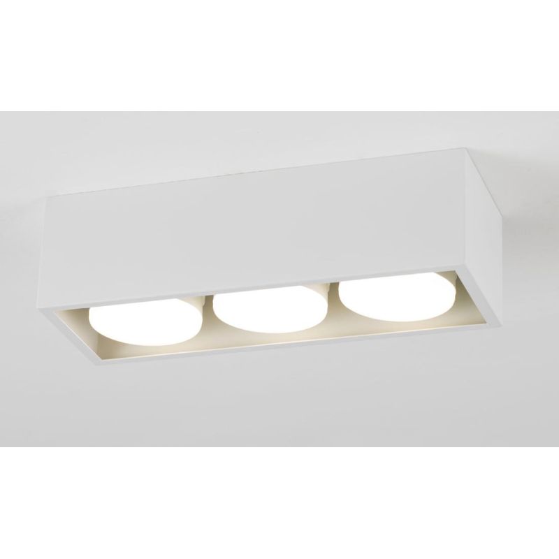 CAGE PLAFONIERA 3 LUCI RETTANGOLARE IN ALLUMINIO BIANCO,NERO,SABBIA LAMPADINE ATTACCO GX53 DESIGN MODERNO